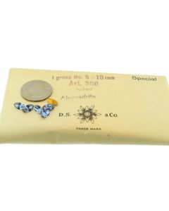 Swarovski 4200 Navette Rhinestones 10mm x 5mm Alexandrite Pointed Back Gold Foiled  - 2 Pcs