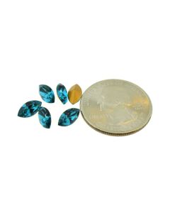 Swarovski 4200/2 Navette Rhinestones 10mm x 5mm Blue Zircon Pointed Back Gold Foiled  - 2 Pcs