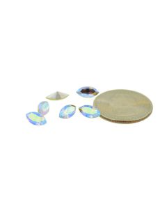 Swarovski 4200 Navette Rhinestones 10mm x 5mm Crystal Ab Pointed Back Silver Foiled  - 2 Pcs