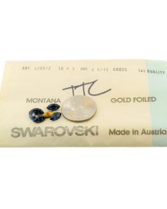 Swarovski 4200/2 Navette Rhinestones 10mm x 5mm Montana Pointed Back Gold Foiled  - 2 Pcs