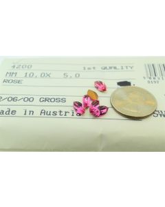 Swarovski 4200 Navette Rhinestones 10mm x 5mm Rose Pointed Back Gold Foiled  - 2 Pcs