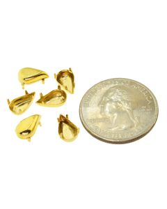 14K Gold Plated Brass Settings Pear Regular Closed Back Prong 10mm x 6mm - 6 pcs