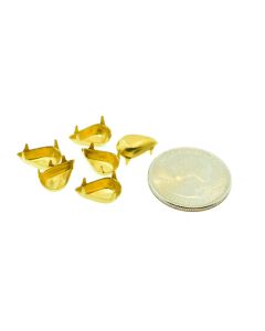 Raw Brass Settings Pear Regular Closed Back Prong, Pendant/Drop 10mm x 6mm - 6 pcs