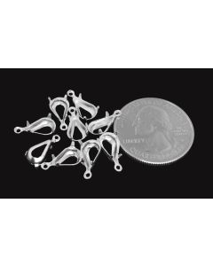 Sterling Silver Plated Brass Settings Pear 1-Ring Regular Open Back Prong, Connector 10mm x 6mm - 6 pcs