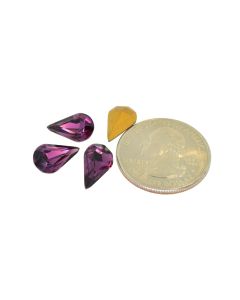Swarovski 4300 Pear Rhinestones 13mm x 7.8mm Amethyst Pointed Back Gold Foiled  - Each