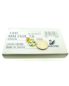 Swarovski 4300 Pear Rhinestones 13mm x 7.8mm Jonquil Pointed Back Gold Foiled  - Each