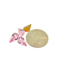 Swarovski 4300 Pear Rhinestones 13mm x 7.8mm Light Rose Pointed Back Gold Foiled  - Each