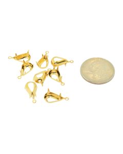 14K Gold Plated Brass Settings Pear 1-Ring Regular Open Back Prong, Pendant/Drop 13mm x 7.8mm - 6 pcs