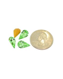 Swarovski 4300 Pear Rhinestones 13mm x 7.8mm Peridot Pointed Back Gold Foiled  - Each