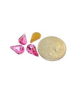Swarovski 4300 Pear Rhinestones 13mm x 7.8mm Rose Pointed Back Gold Foiled  - Each