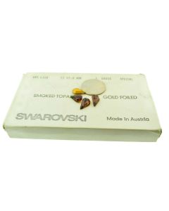 Swarovski 4300 Pear Rhinestones 13mm x 7.8mm Smoke Topaz Pointed Back Gold Foiled  - Each