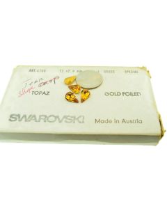 Swarovski 4300 Pear Rhinestones 13mm x 7.8mm Topaz Pointed Back Gold Foiled  - Each