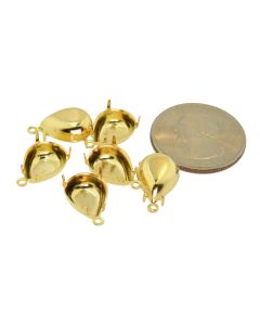 14K Gold Plated Brass Settings Pear 1-Ring Regular Closed Back Prong, Pendant/Drop 14mm x 10mm - 4 pcs