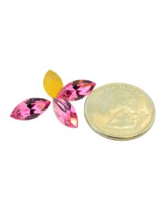 Swarovski 4200 Navette Rhinestones 15mm x 7mm Rose Pointed Back Gold Foiled  - Each