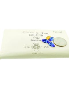Swarovski 4200 Navette Rhinestones 15mm x 7mm Sapphire Pointed Back Gold Foiled  - Each