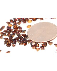 Swarovski 1012 Chaton Rhinestones 18ss Smoke Topaz Pointed Back Gold Foiled  - 6 Pcs
