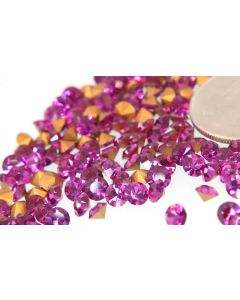 Swarovski 1100 Chaton Rhinestones 18ss Fuchsia Pointed Back Gold Foiled  - 6 Pcs
