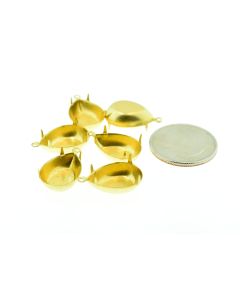 Raw Brass Settings Pear 1-Ring Regular Closed Back Prong, Connector 18mm x 13mm - 2 pcs