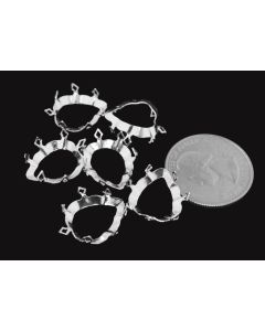 Sterling Silver Plated Brass Settings Pear Shallow Open Back Dogtooth 18mm x 13mm - 2 pcs
