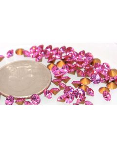 Swarovski 1012 Chaton Rhinestones 19ss Rose Pointed Back Gold Foiled  - 6 Pcs