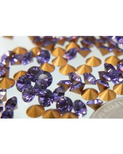 Swarovski 1012 Chaton Rhinestones 19ss Tanzanite Pointed Back Gold Foiled  - 6 Pcs
