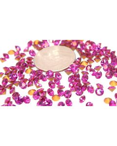 Swarovski 1100 Chaton Rhinestones 19ss Fuchsia Pointed Back Gold Foiled  - 6 Pcs