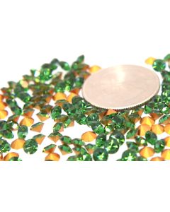 Swarovski 1100 Chaton Rhinestones 19ss Green Turmaline Pointed Back Gold Foiled  - 6 Pcs
