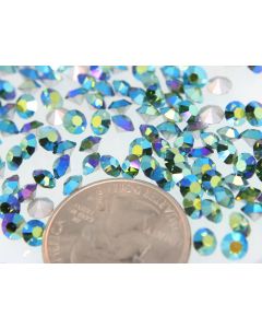 Swarovski 1100 Chaton Rhinestones 19ss Green Turmaline Ab Pointed Back Silver Foiled  - 6 Pcs