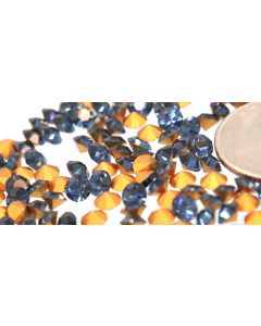 Swarovski 1100 Chaton Rhinestones 19ss Montana Pointed Back Gold Foiled  - 6 Pcs