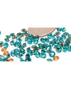Swarovski 1100 Chaton Rhinestones 20ss Blue Zircon Pointed Back Gold Foiled  - 6 Pcs