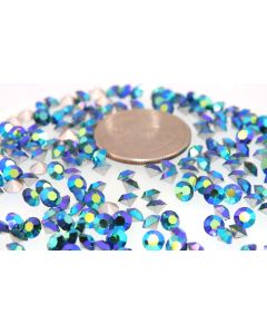 Swarovski 1100 Chaton Rhinestones 20ss Emerald Ab Pointed Back Silver Foiled  - 6 Pcs