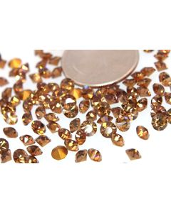 Swarovski 1100 Chaton Rhinestones 20ss Light Smoke Topaz Pointed Back Gold Foiled  - 6 Pcs
