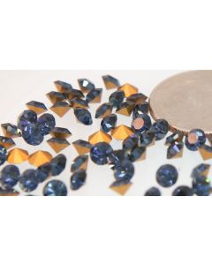 Swarovski 1100 Chaton Rhinestones 20ss Montana Pointed Back Gold Foiled  - 6 Pcs