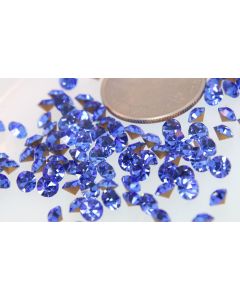 Swarovski 1100 Chaton Rhinestones 20ss Sapphire Pointed Back Gold Foiled  - 6 Pcs