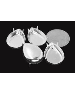 Sterling Silver Plated Brass Settings Pear Regular Closed Back Prong, Pendant/Drop 25mm x 18mm - 2 pcs