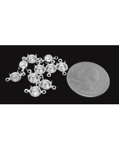 Sterling Silver Plated Brass Settings Round 2-Rings Regular Closed Back Prong 29ss|30ss - 8 pcs