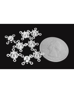 Sterling Silver Plated Brass Settings Round 4-Rings Regular Closed Back Prong 29ss|30ss - 8 pcs