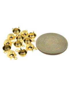 14K Gold Plated Brass Settings Round 1-Ring Regular Closed Back Prong 29ss|30ss - 8 pcs