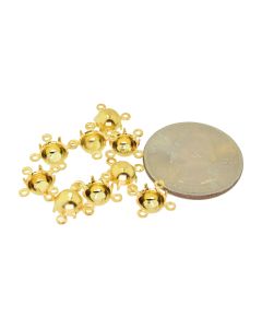 14K Gold Plated Brass Settings Round 4-Rings Regular Closed Back Prong 29ss|30ss - 8 pcs
