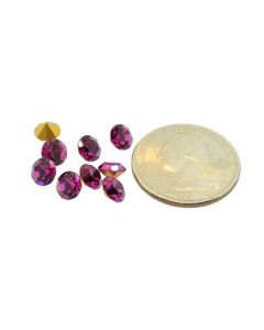 Swarovski 1100 Chaton Rhinestones 29ss Fuchsia Pointed Back Gold Foiled  - 4 Pcs