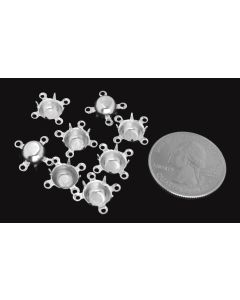 Sterling Silver Plated Brass Settings Round 4-Rings Regular Closed Back Prong 39ss|40ss - 6 pcs
