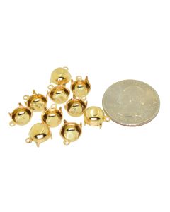 14K Gold Plated Brass Settings Round 1-Ring Regular Closed Back Prong 39ss|40ss - 6 pcs