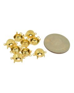 14K Gold Plated Brass Settings Round 2-Rings Regular Closed Back Prong 39ss|40ss - 6 pcs