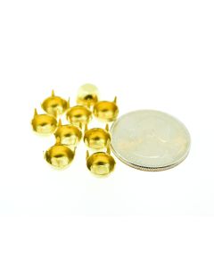 Raw Brass Settings Round Regular Closed Back Prong 39ss|40ss - 6 pcs