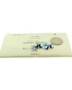 Swarovski 1100 Chaton Rhinestones 39ss Emerald Ab Pointed Back Silver Foiled  - 4 Pcs