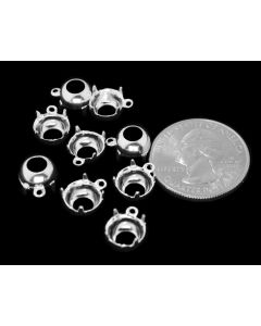 Sterling Silver Plated Brass Settings Round 1-Ring Regular Open Back Prong 39ss|40ss - 6 pcs