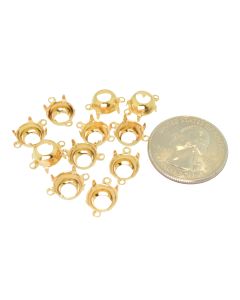 14K Gold Plated Brass Settings Round 2-Rings Regular Open Back Prong 39ss|40ss - 6 pcs