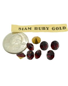 Swarovski 1100 Chaton Rhinestones 39ss Siam Pointed Back Gold Foiled  - 4 Pcs