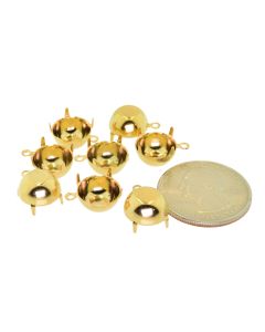 14K Gold Plated Brass Settings Round 1-Ring Regular Closed Back Prong 48ss|47ss - 6 pcs