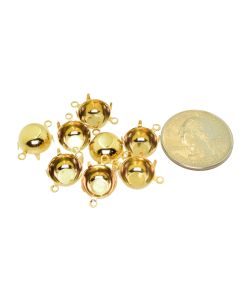 14K Gold Plated Brass Settings Round 2-Rings Regular Closed Back Prong 48ss|47ss - 6 pcs